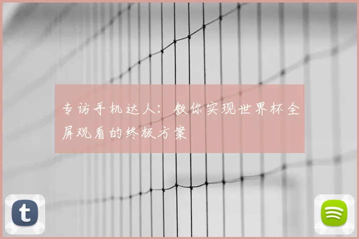 专访手机达人：教你实现世界杯全屏观看的终极方案